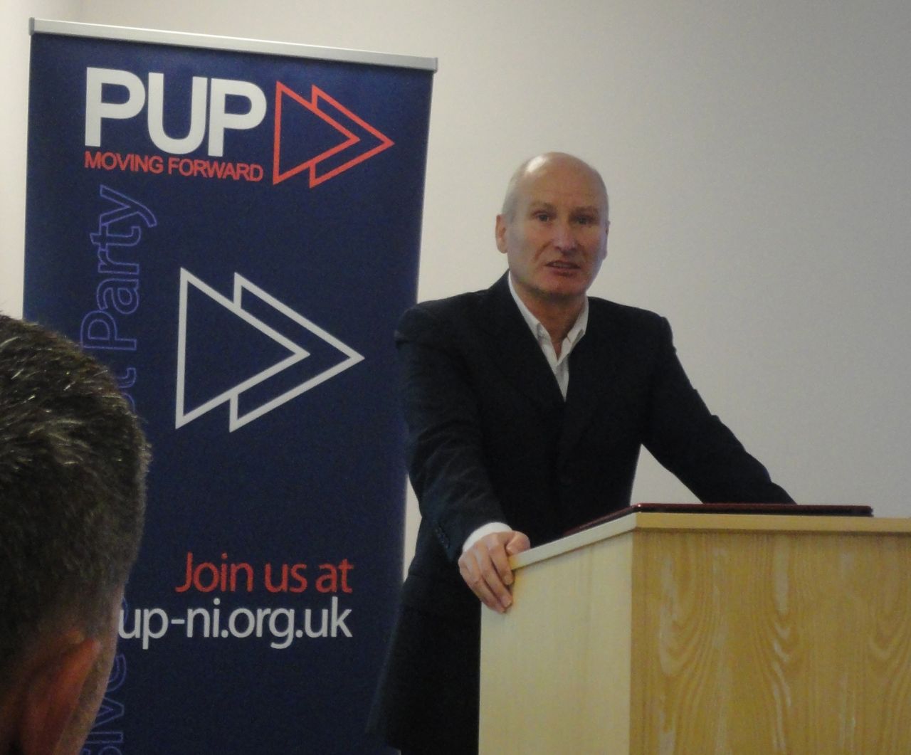 Billy Hutchinson speaking after taking over as PUP leader