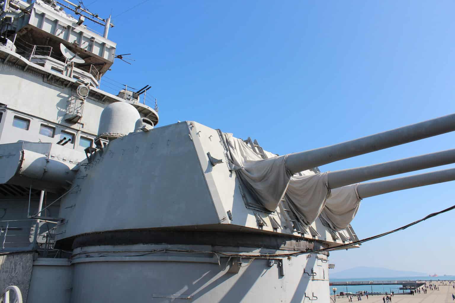 Close up shot of a battleship cannon