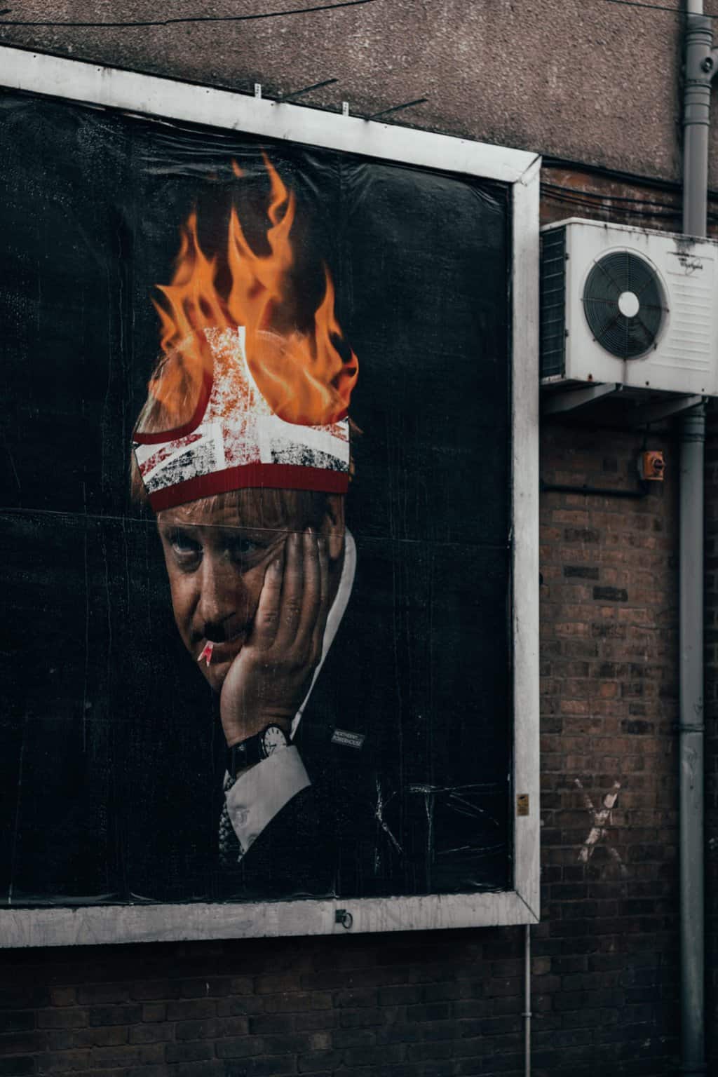 Pants on fire - billboard with Boris Johnson.