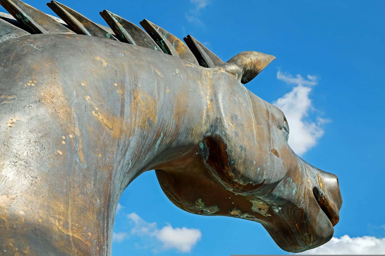 sculpture, horse, steel ross