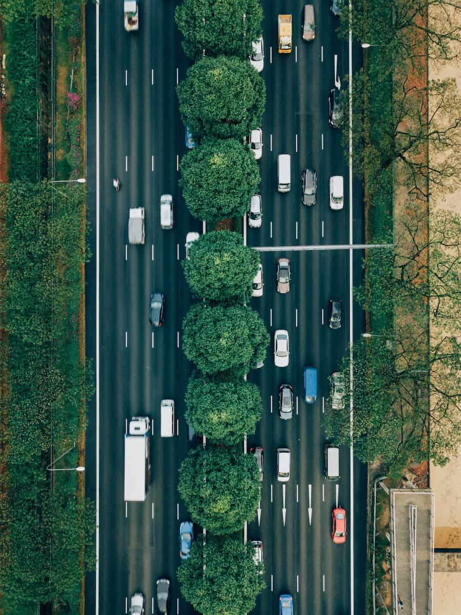 aerial photography of road with cars