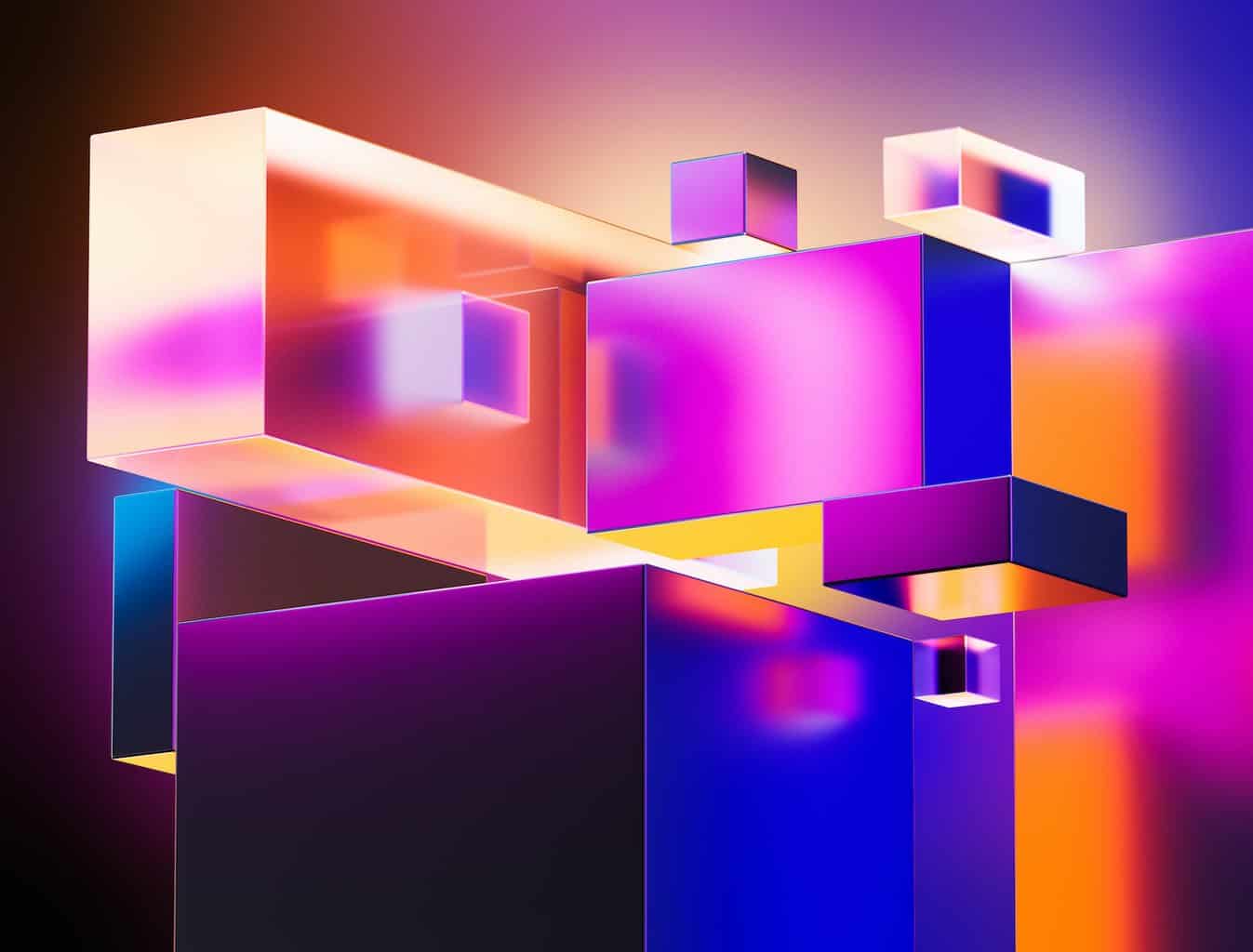 an abstract image of a purple and pink cube